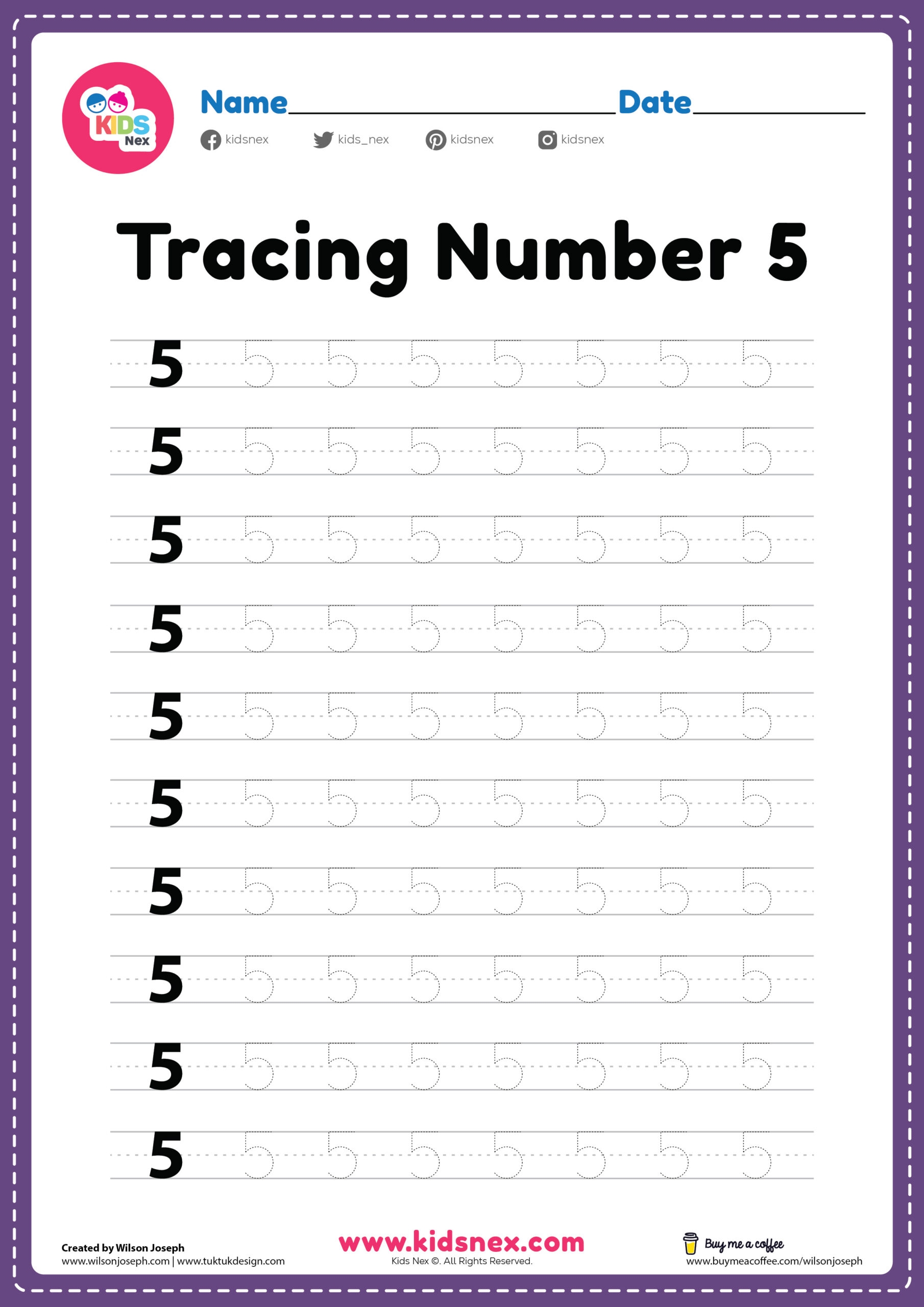 Tracing Number 5 Worksheet Kindergarten Free Printable PDF Tracing Number 5 Worksheet Kindergarten Free Printable PDF