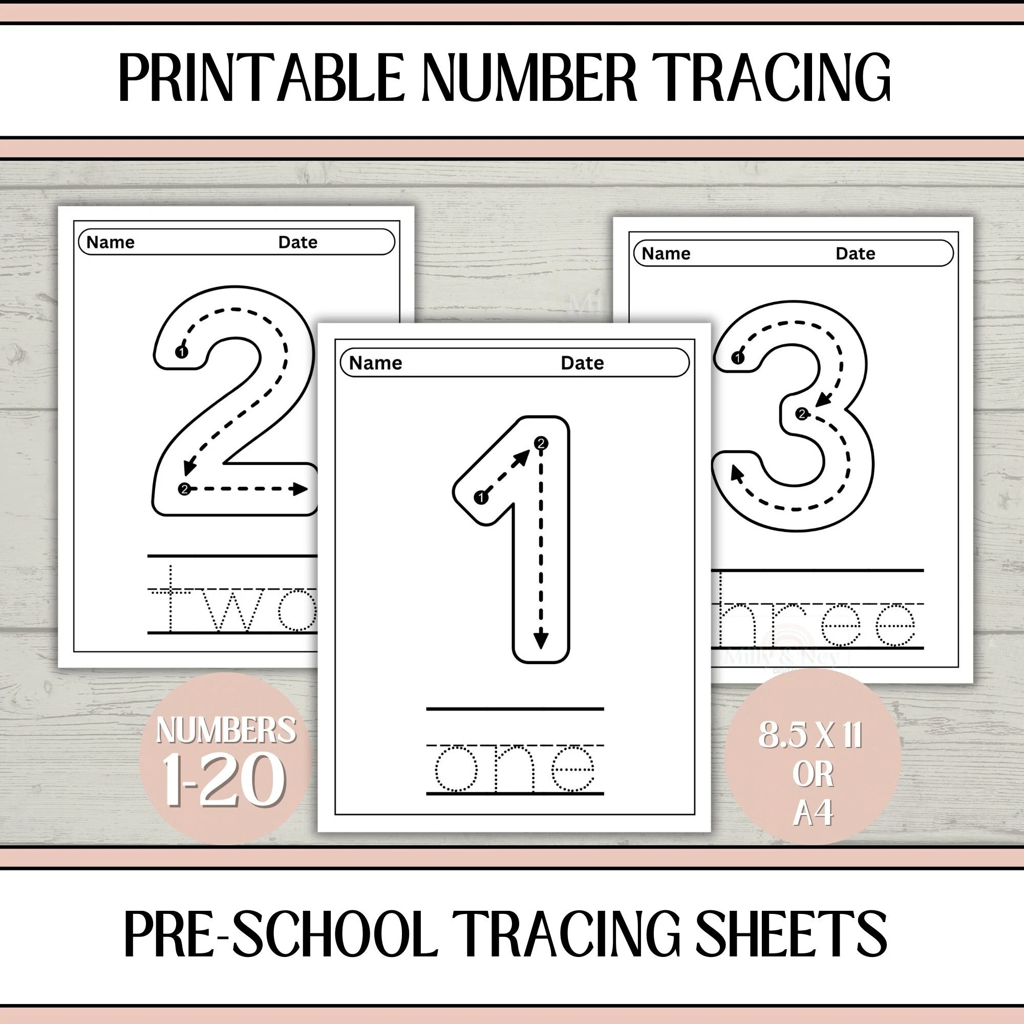 Tracing Numbers 1 10 Printable Number Tracing Worksheets For Kindergarten Preschool Number Tracing Workbooks 1 20 Pdf Prek Practice Trace Etsy