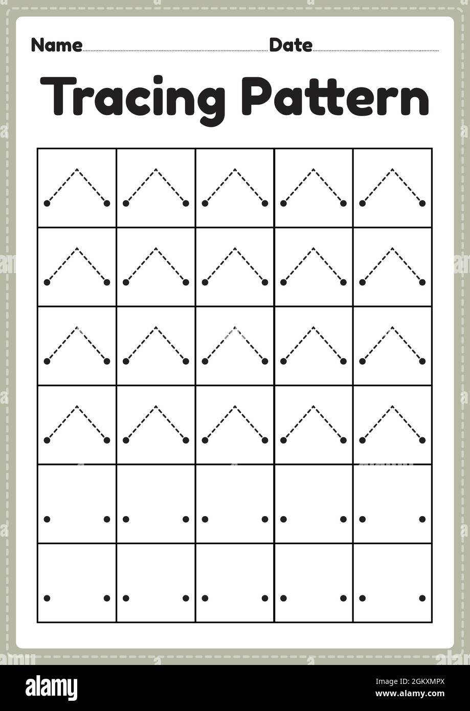 Tracing Pattern Lines Worksheet For Kindergarten Preschool And Montessori School Kids To Improve Handwriting Practice Activities In A Printable Page Stock Vector Image Art Alamy