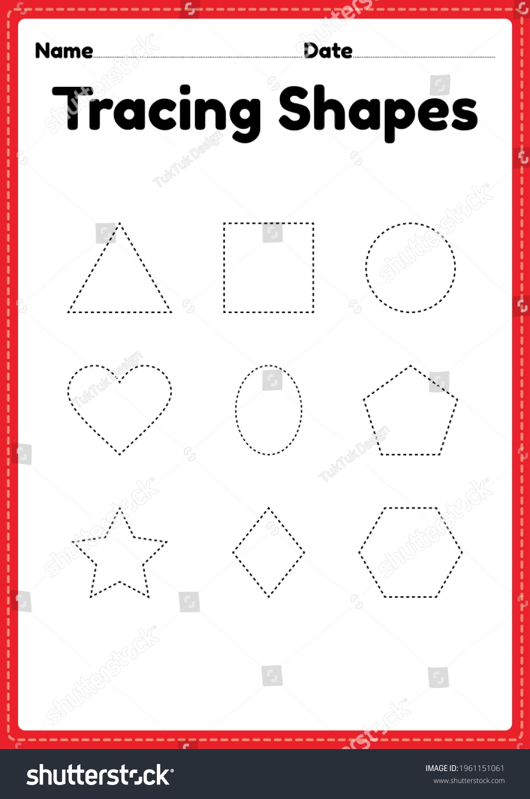 Tracing Shapes Worksheet Kindergarten Preschool Kids Stock Illustration 1961151061 Shutterstock