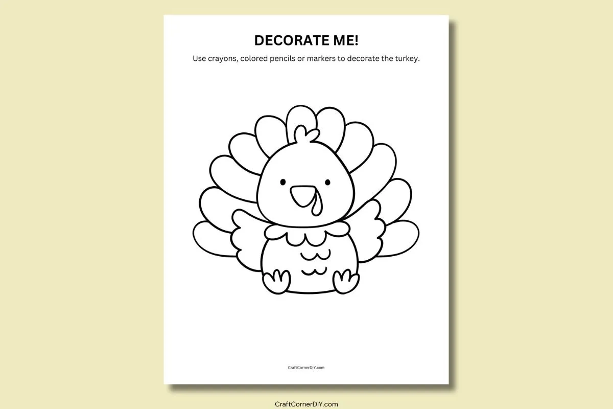 Turkey Coloring Page Free Printable Craft Corner DIY Turkey Coloring Page Free Printable Craft Corner DIY