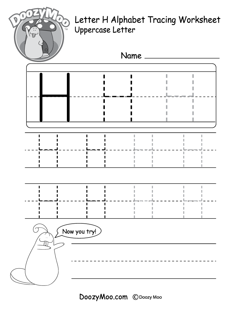 Uppercase Letter H Tracing Worksheet Doozy Moo Uppercase Letter H Tracing Worksheet Doozy Moo
