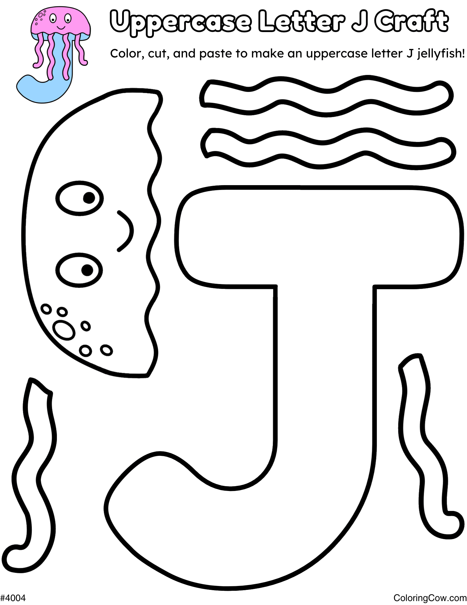 Uppercase Letter J Jellyfish Craft