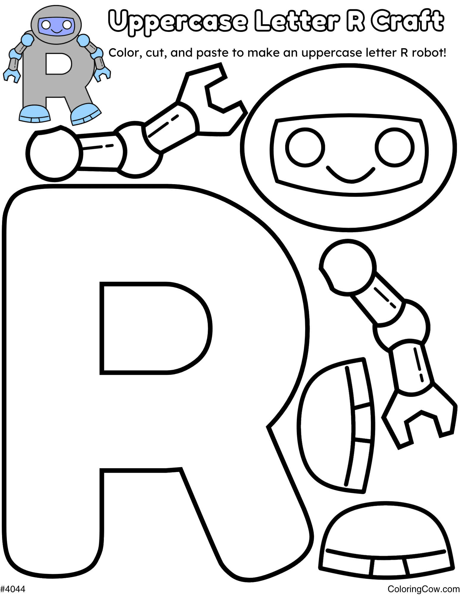 Uppercase Letter R Robot Craft