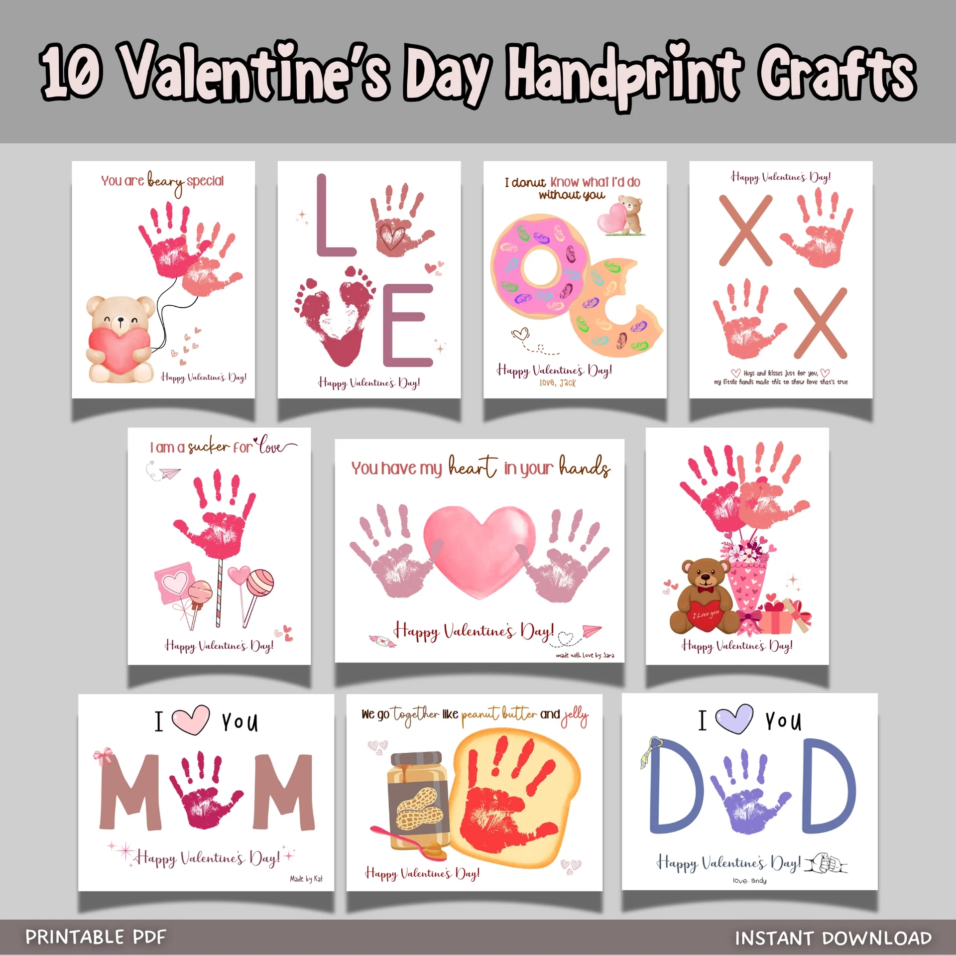 Valentines Day Handprint Holiday Crafts Printable DIY Art For Kids Scribbled LLC