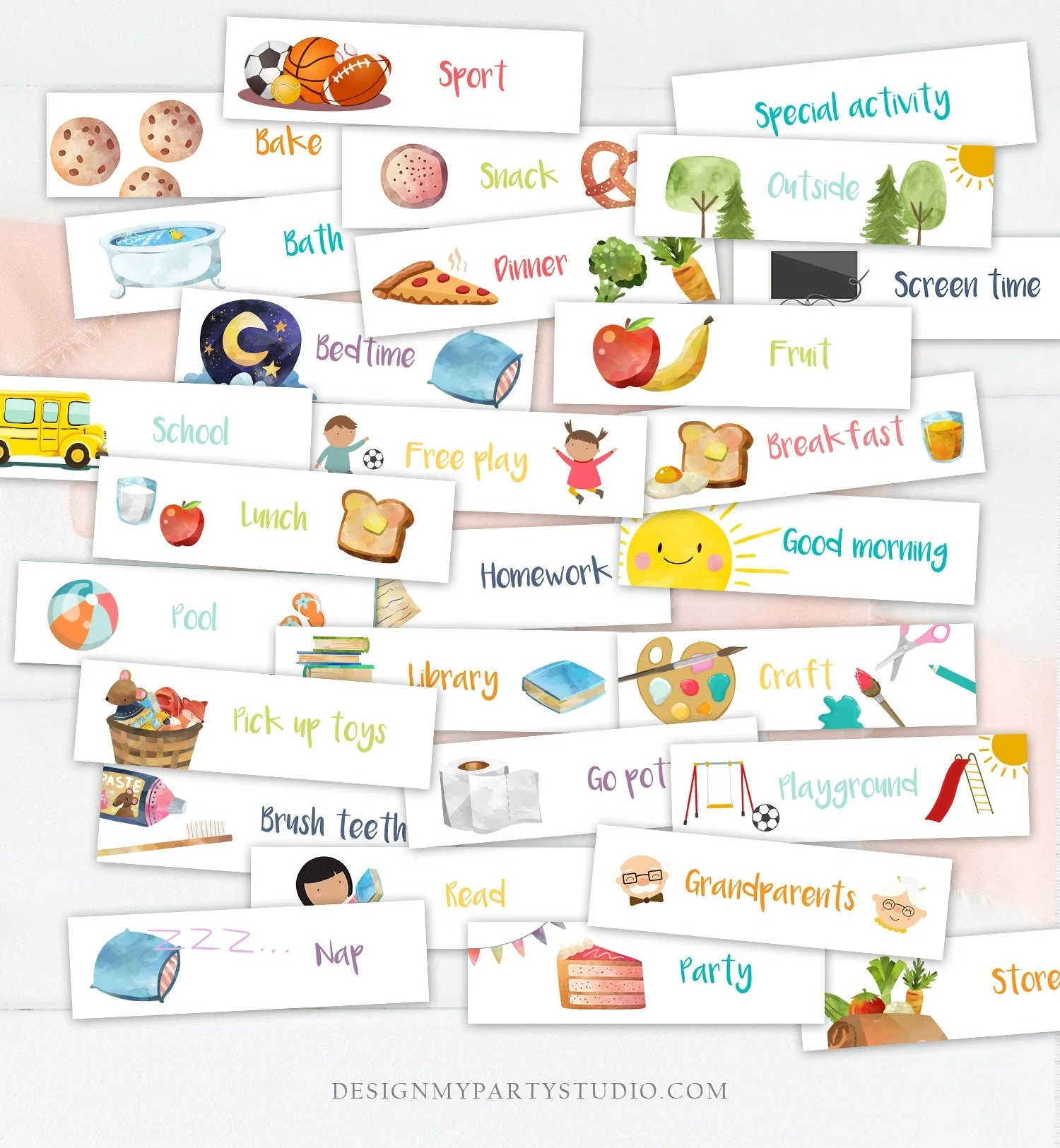 Visual Schedule Toddler Kids Daily Routine Chart Printable Homeschool Design My Party Studio Visual Schedule Toddler Kids Daily Routine Chart Printable Homeschool Design My Party Studio