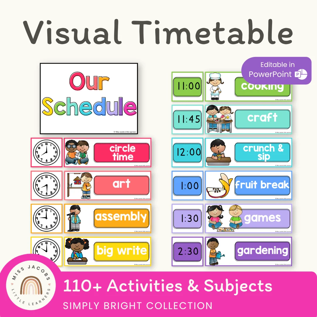 Visual Timetable And Daily Schedule Simple Brights Miss Jacobs Little Learners