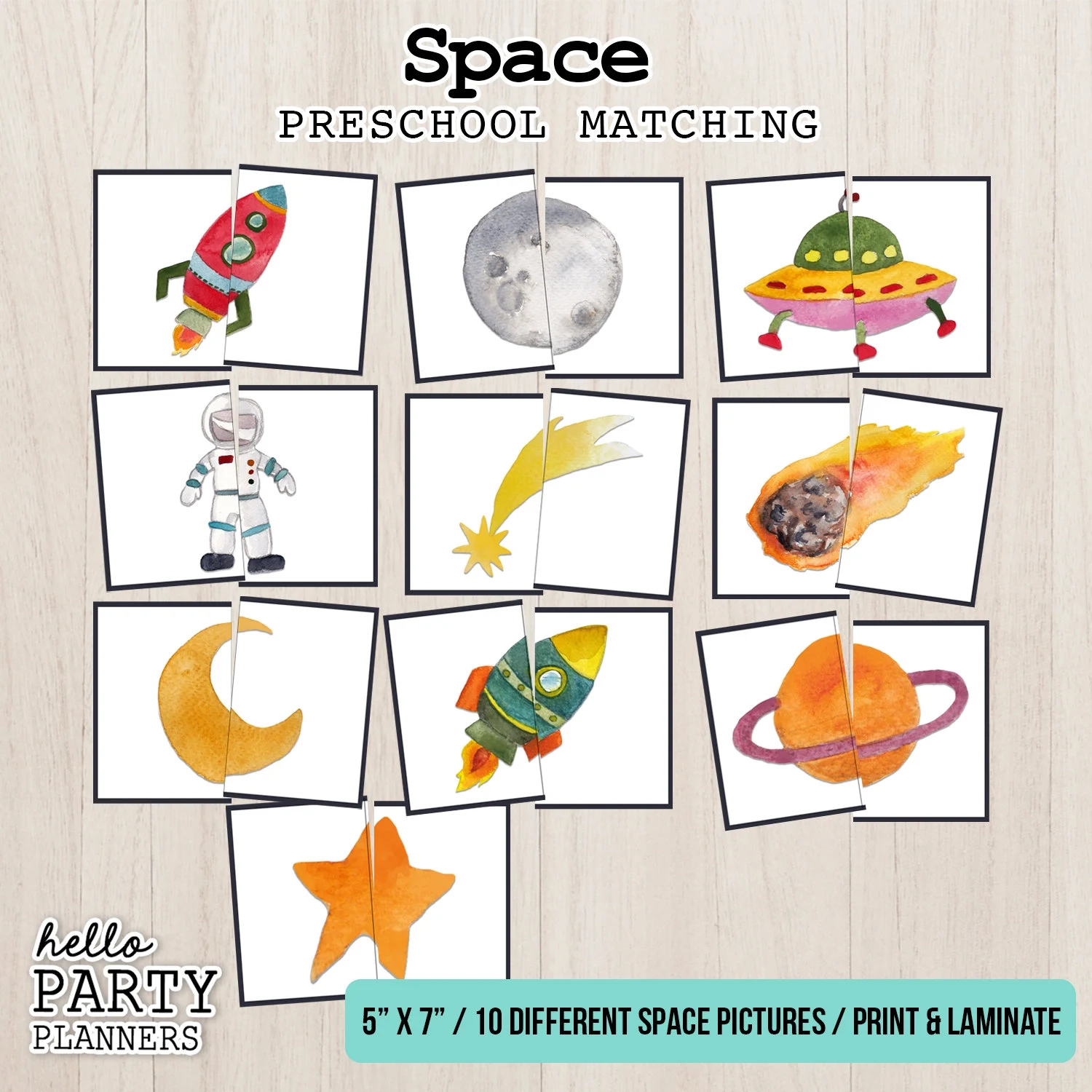 Watercolor Space Matching Game Preschool Printable digital Download Etsy Watercolor Space Matching Game Preschool Printable digital Download Etsy