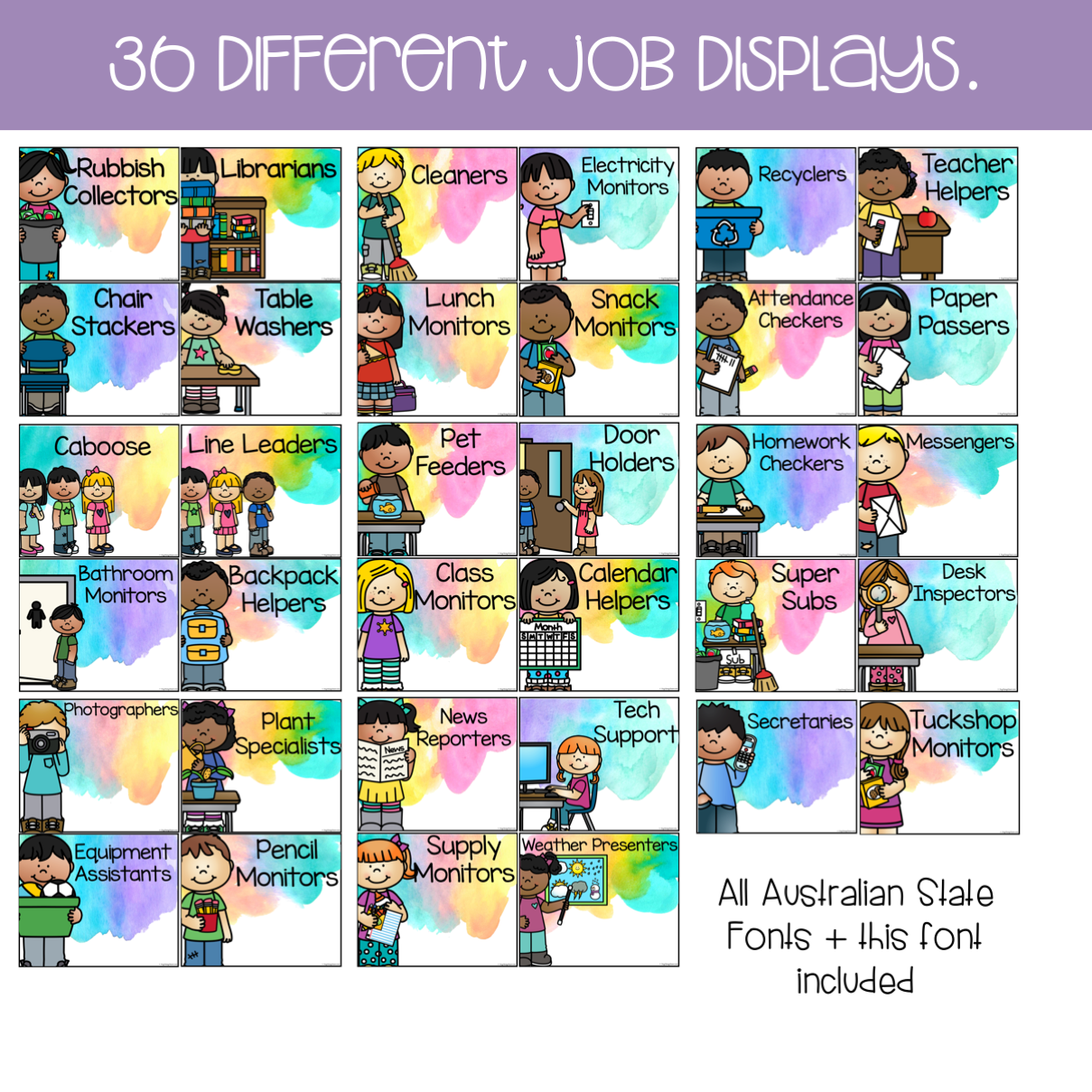 Watercolour Classroom Jobs Helpers Chart Stay Classy Classrooms