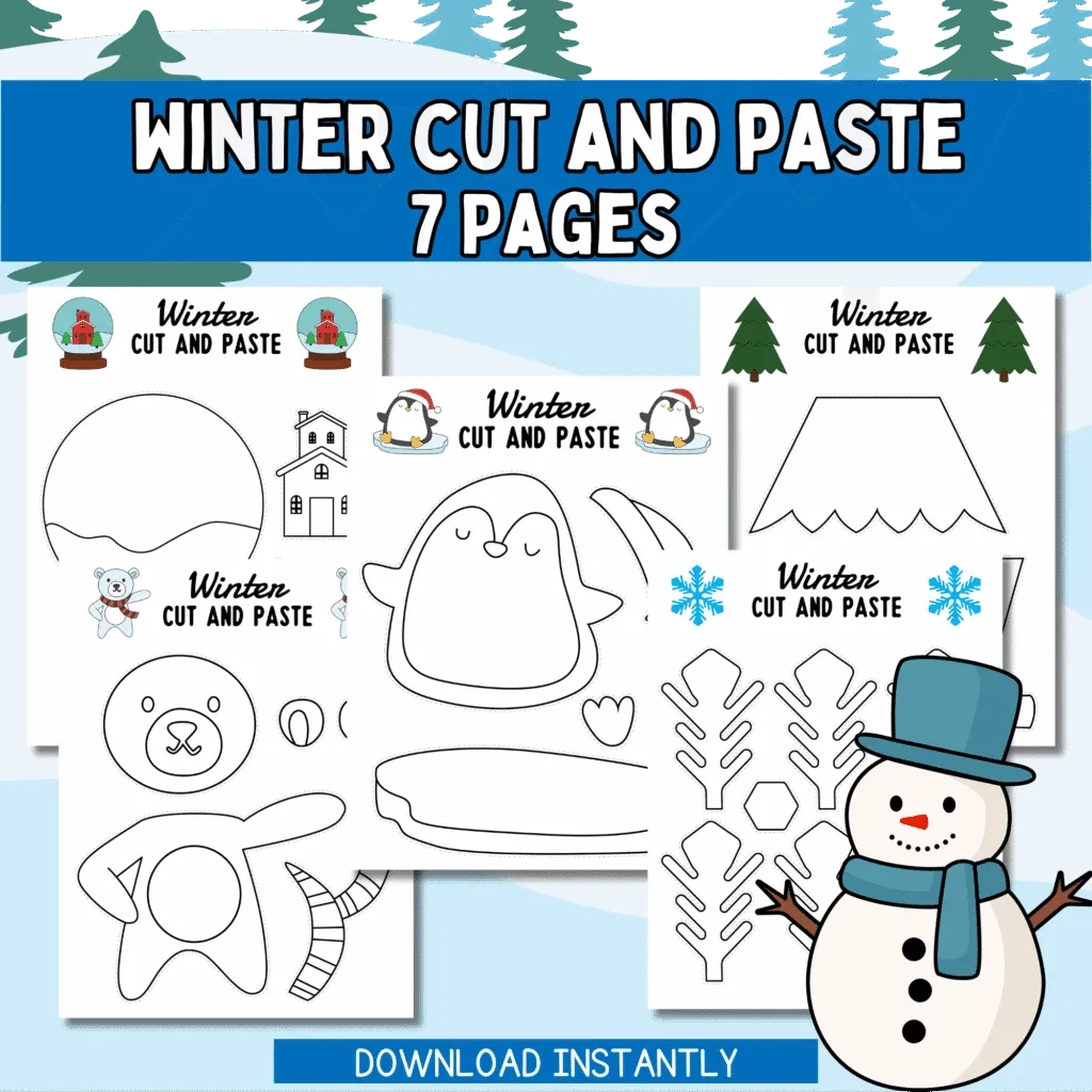 Winter Cut And Paste Printables Step by Step Winter Crafts For Kids Love Peace Motherhood
