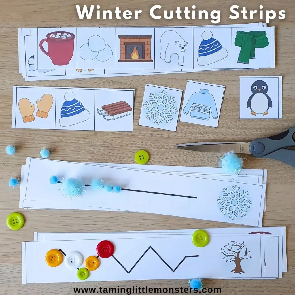 Winter Cutting Strips Free Printable For Kids Taming Little Monsters