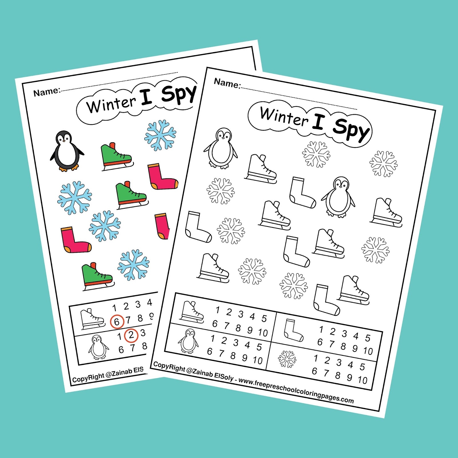 Winter I Spy Coloring Pages Game Easy Level