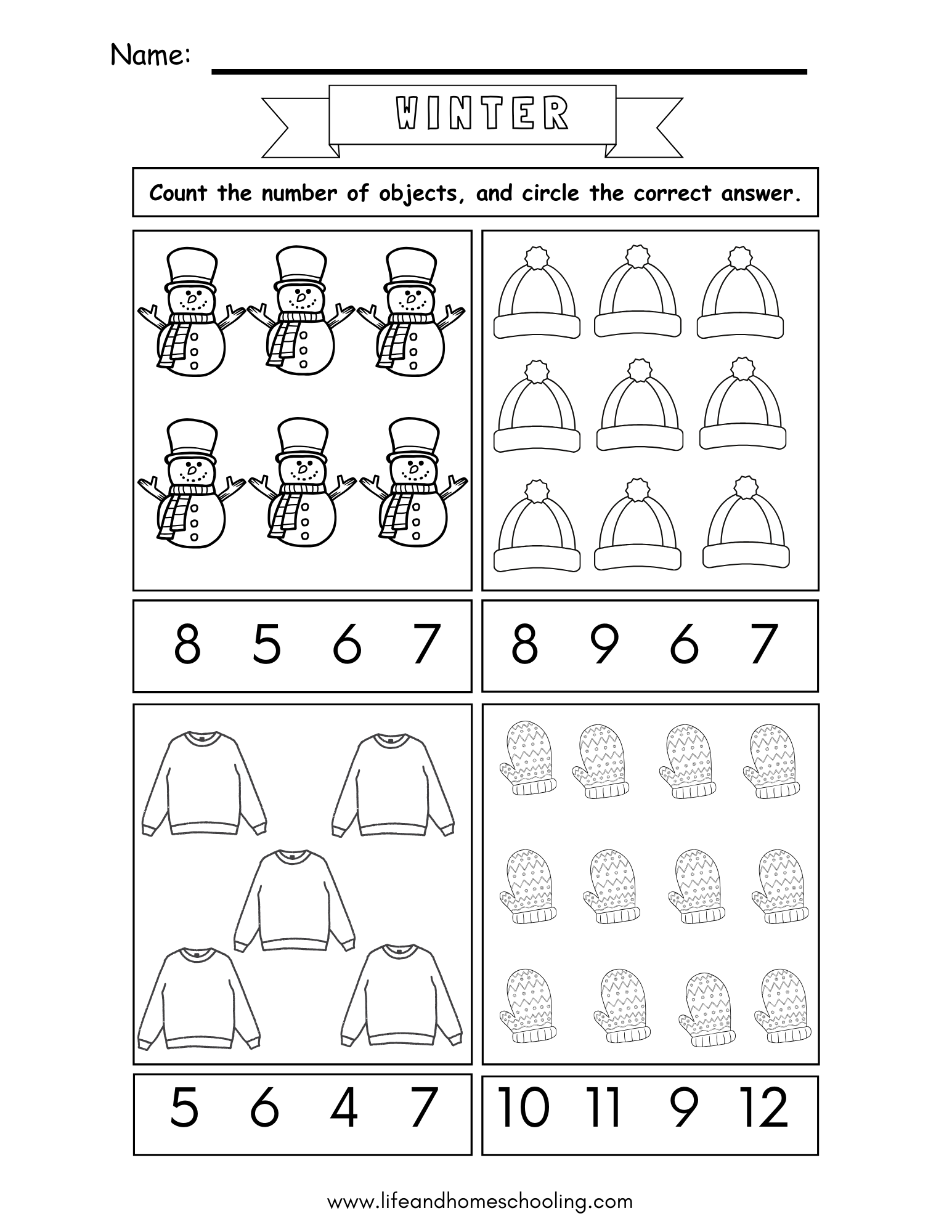 Winter Themed Counting 1 5 Kindergarten Worksheet Made By Teachers