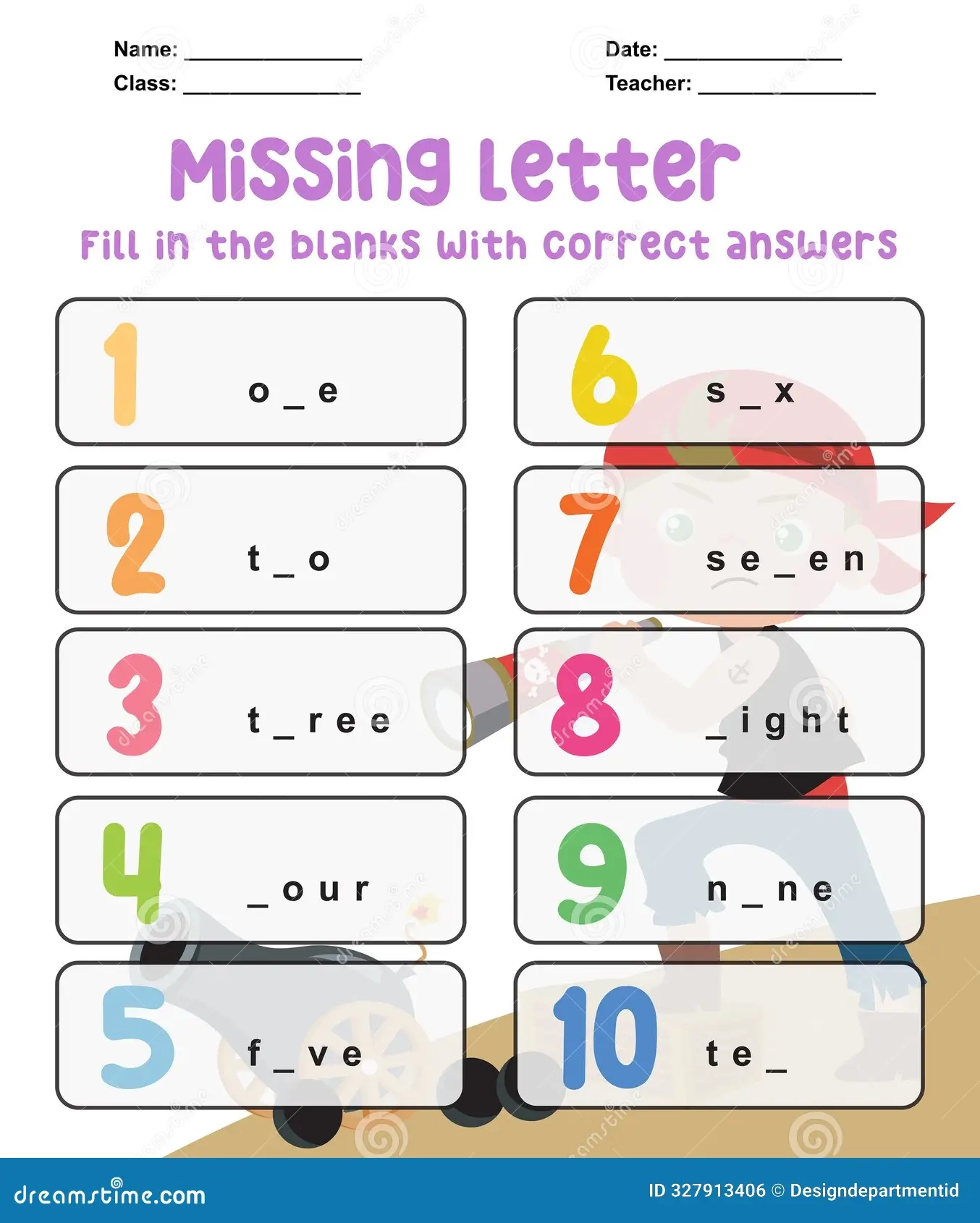 Write The Missing Letters About Numbers Missing Letters Worksheet Stock Vector Illustration Of Classroom Printable 327913406