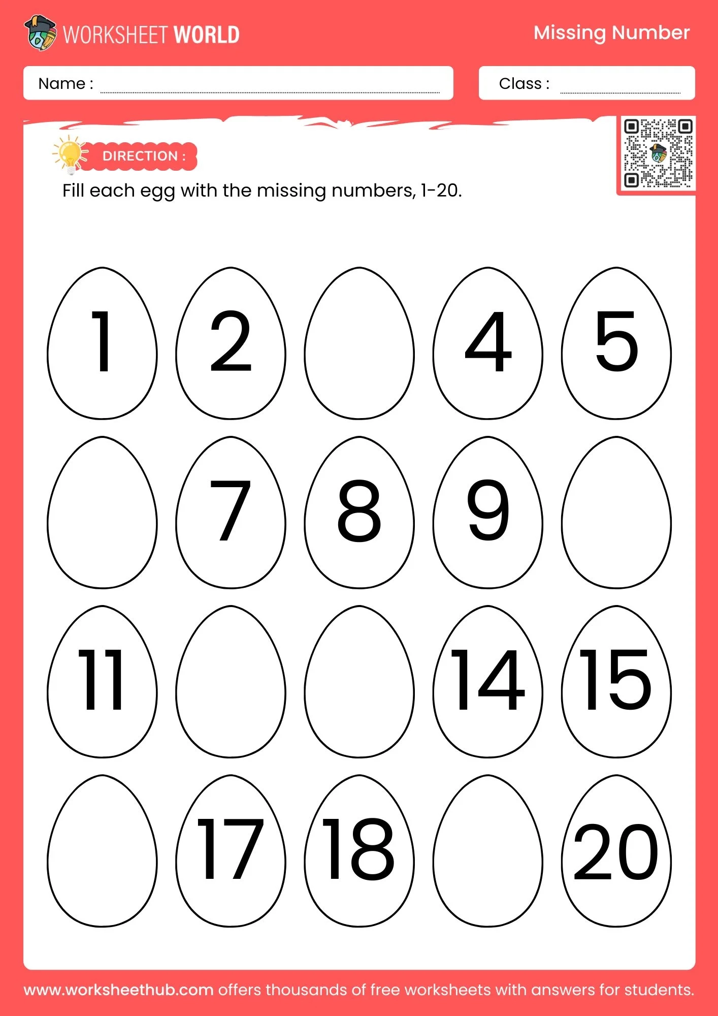 Write The Missing Number Worksheet Free PDF Kids Worksheet World