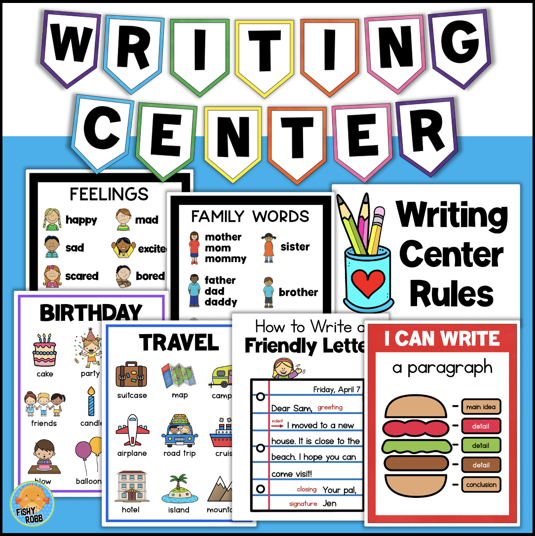 WRITING CENTER Posters Themed Word Lists Anchor Charts Banner Made By Teachers