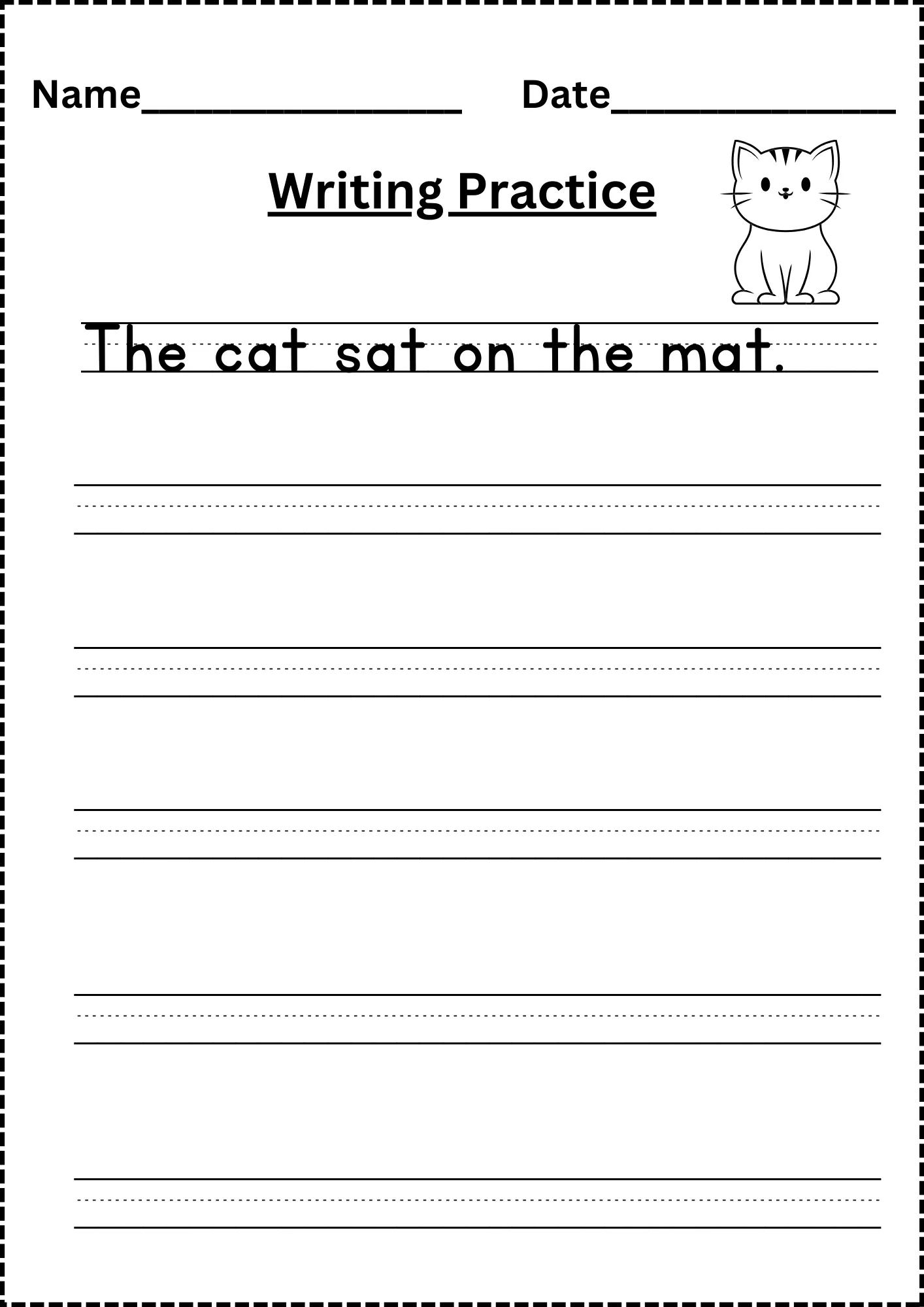 Writing Practice Worksheets Free 5 Pages 