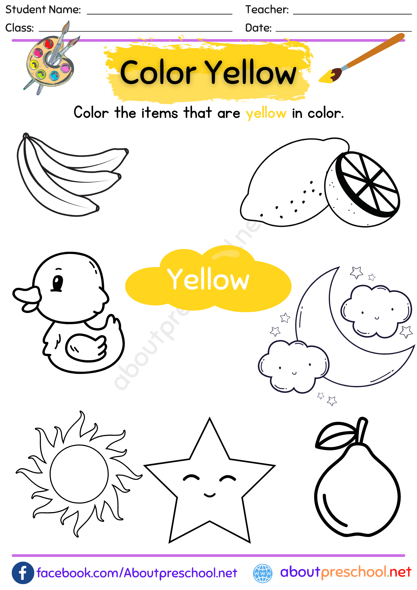 Yellow Archives About Preschool Worksheets Library